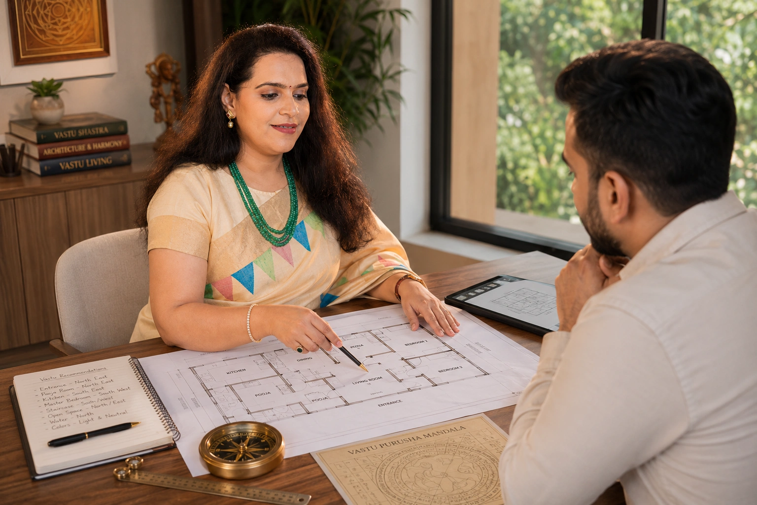 Vastu consultant evaluating a residential floor plan in Coimbatore